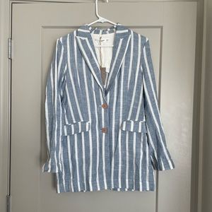 NWT Mango MNG linen blend striped blazer size S